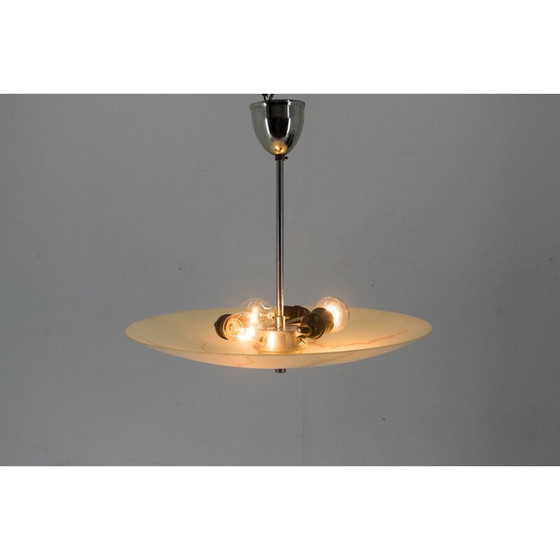 Image 1 of Vintage-Hängeleuchte aus Glas und poliertem Metall für Napako, 1960