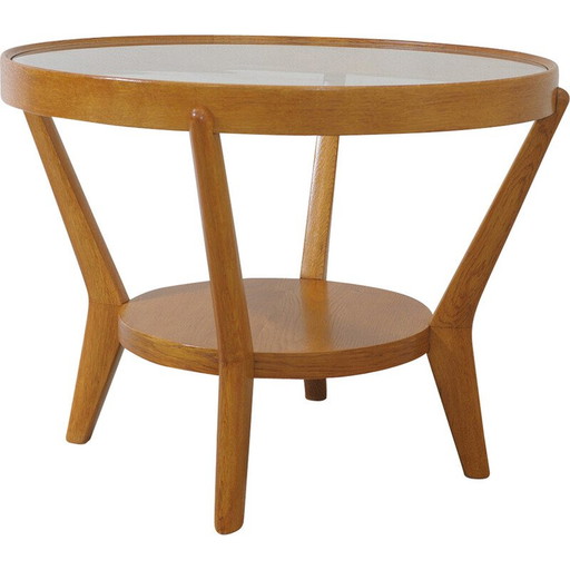 Vintage Couchtisch aus Eiche, glasiert, von Kropacek und Kozelka, Tschechoslowakei 1944