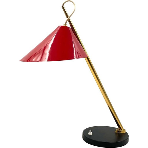 Mid Century rote Tischlampe, Italien 1960er Jahre