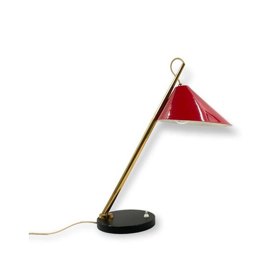 Image 1 of Mid Century rote Tischlampe, Italien 1960er Jahre