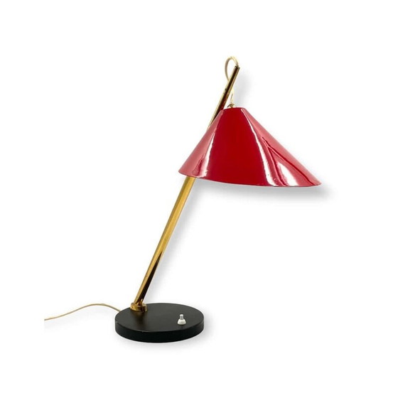 Image 1 of Mid Century rote Tischlampe, Italien 1960er Jahre