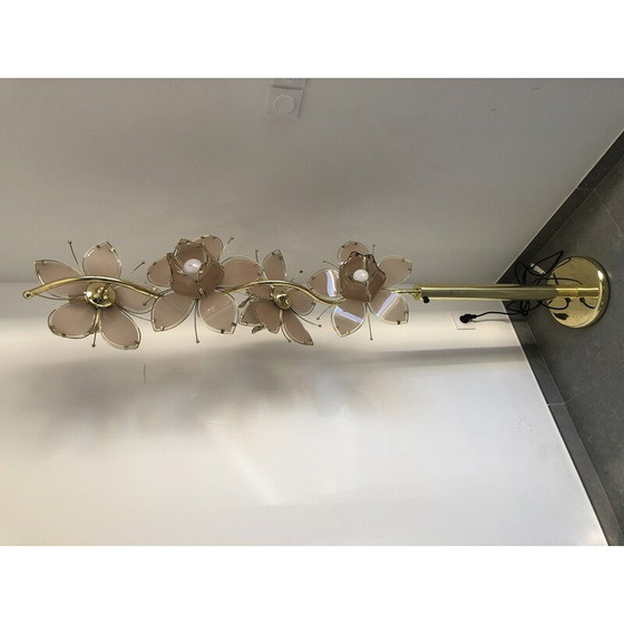 Image 1 of Vintage Stehlampe aus Messing und Glas mit Lotusblume, 1970