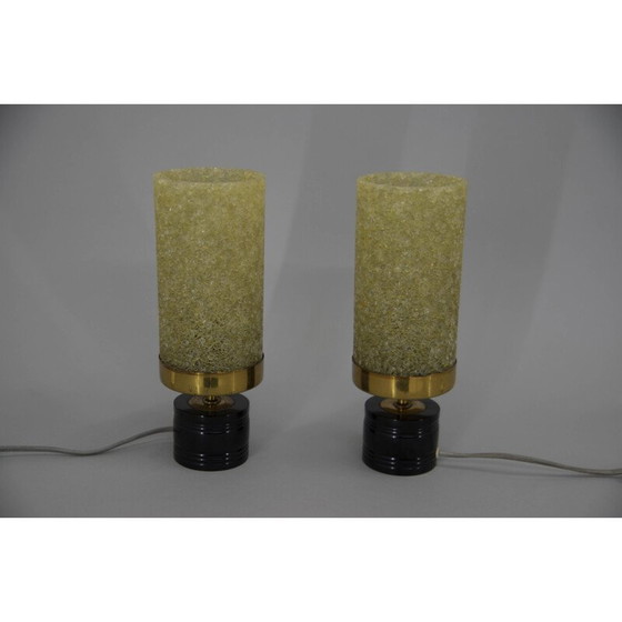 Image 1 of Paar alte Tischlampen aus Messing und Harz, 1960