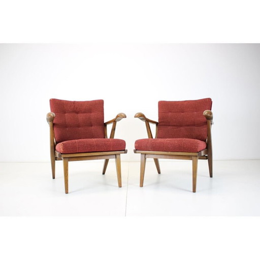 Paar Vintage-Sessel aus Eiche, Tschechoslowakei 1960