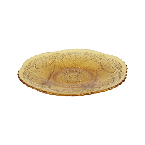 Image 1 of Vintage Art Deco Flache Obstschale Bernstein