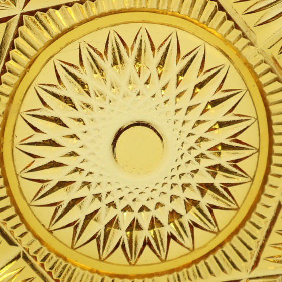 Image 1 of Vintage Art Deco Flache Obstschale Bernstein