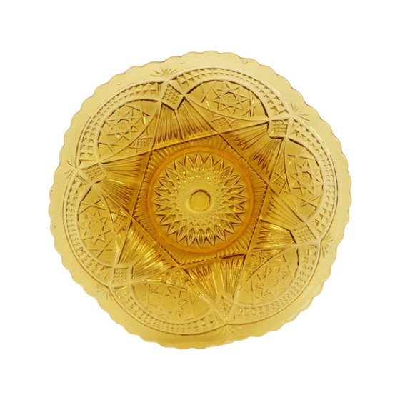 Image 1 of Vintage Art Deco Flache Obstschale Bernstein