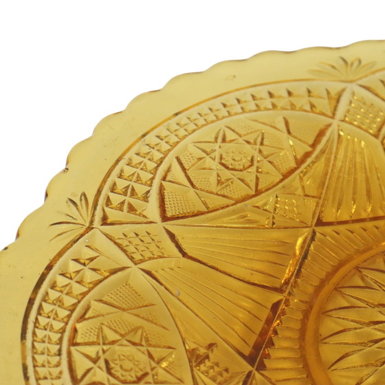 Image 1 of Vintage Art Deco Flache Obstschale Bernstein