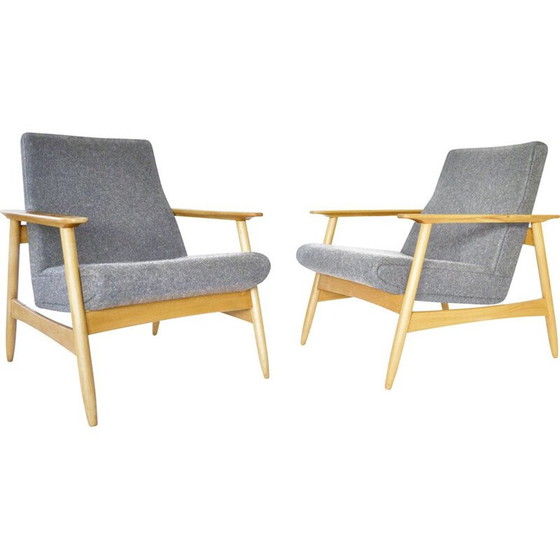 Image 1 of Paar Vintage-Sessel aus Buchenholz von Valerija Ema Cukermanienė für Vilniaus Baldų Kombinatas, 1960er Jahre