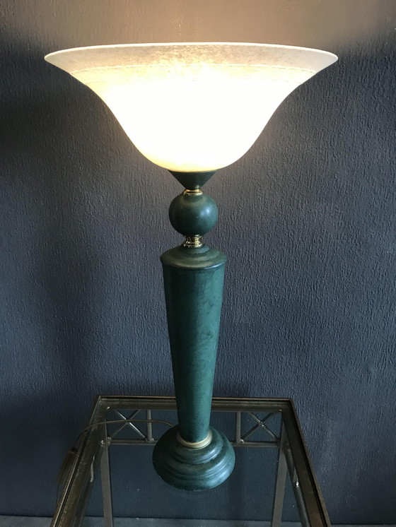 Image 1 of Art Deco Tischlampe mit Glasschirm