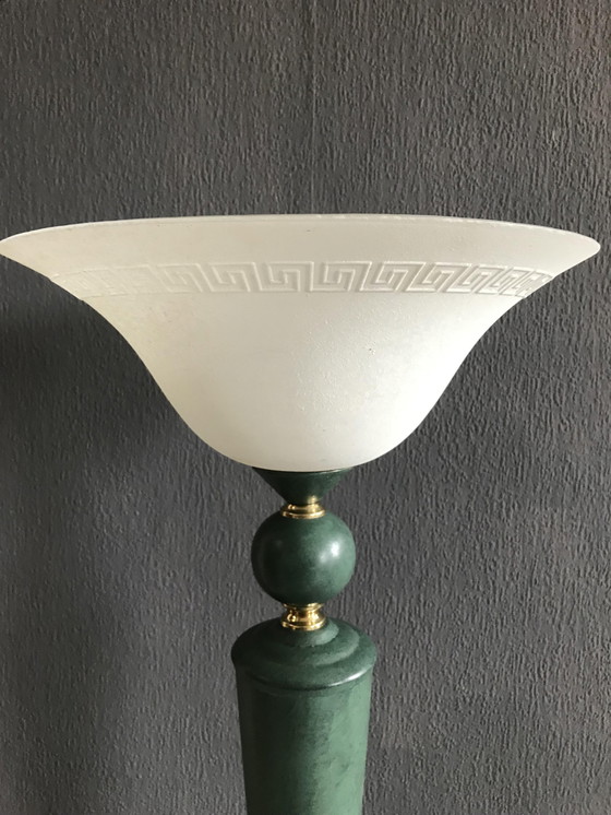 Image 1 of Art Deco Tischlampe mit Glasschirm