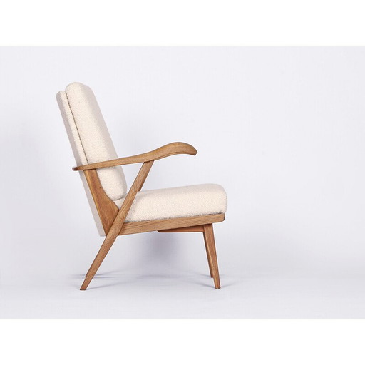 Mid Century Bouclé-Sessel, Tschechoslowakei 1960er Jahre