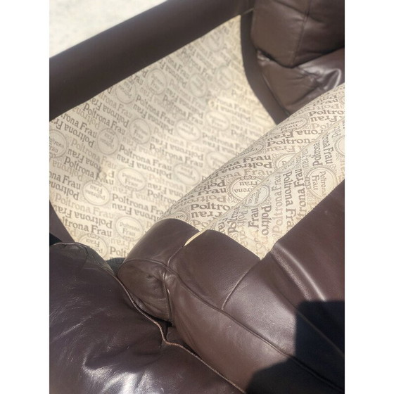 Image 1 of Paar 3-Sitzer-Sofas aus Vintage-Schokoladenleder von Tito Agnoli für Poltrona Frau, 1970