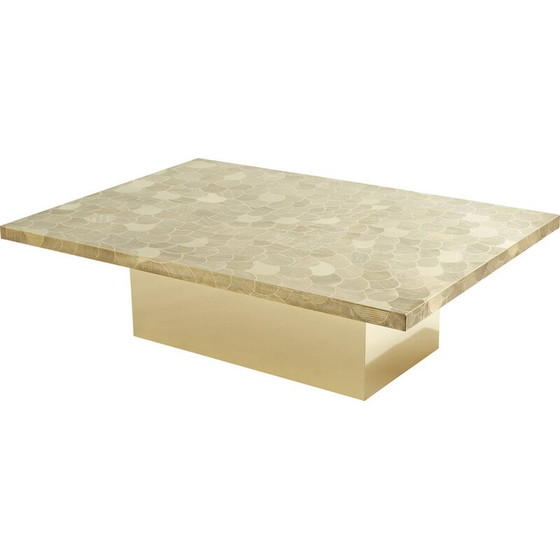 Image 1 of Belgischer Vintage-Couchtisch aus graviertem Messing von Christian Krekels, 1970