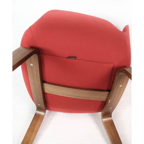 Image 1 of Vintage-Sessel mit Beinen aus Nussbaum und gepolstert mit rotem Stoff für Normann Copenhagen