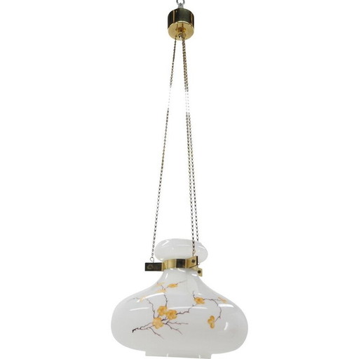 Kronleuchter aus Glas und Messing aus der Jahrhundertmitte, Europa, 1970er Jahre