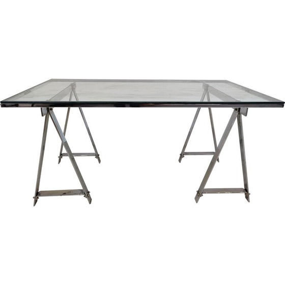 Image 1 of Mid Century Esstisch aus Chrom und Glas, Italien 1970er