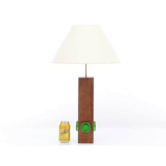 Image 1 of Skandinavische Vintage-Lampe aus Teakholz und Glas, Schweden 1960