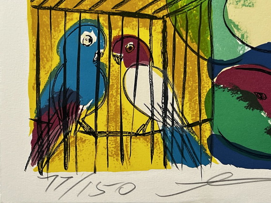 Image 1 of Walasse Ting, Komposition, Lithographie von 1985, signiert, Auflage 150 Stück.