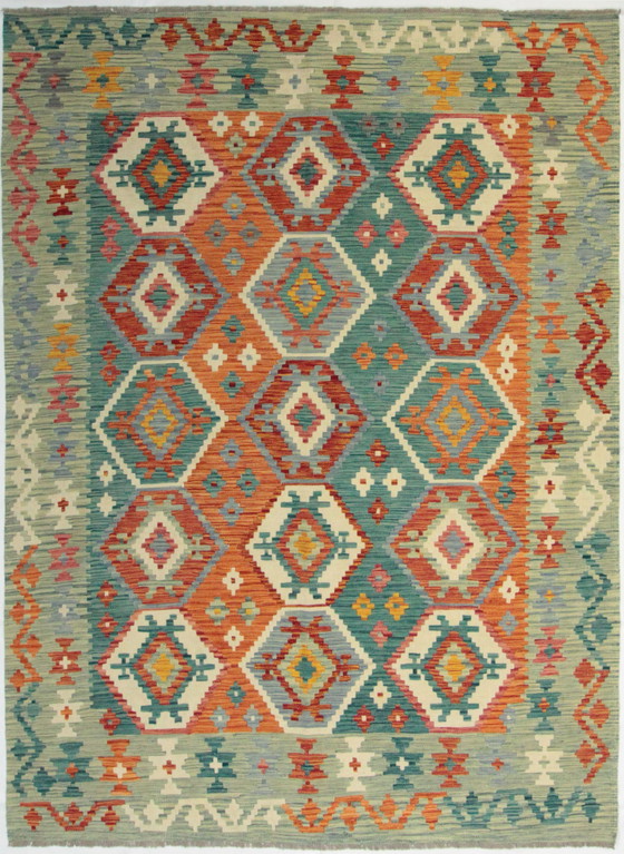Image 1 of Original Old Style Kelim Afghan 248 X 178 Cm Top Zustand