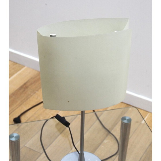 Image 1 of Vintage Nachttischlampe aus verchromtem Metall und weißem Papier von Pierluigi Cerri für Fontana Arte