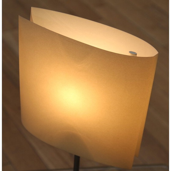 Image 1 of Vintage Nachttischlampe aus verchromtem Metall und weißem Papier von Pierluigi Cerri für Fontana Arte