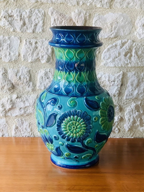 Image 1 of Hohe, Mid-Century, westdeutsche Vase von Bay Keramik, 1960er Jahre