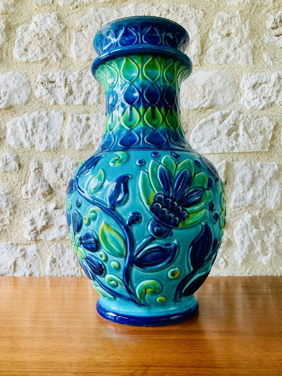 Image 1 of Hohe, Mid-Century, westdeutsche Vase von Bay Keramik, 1960er Jahre