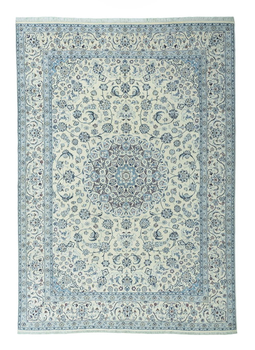 Handgeknüpfter Nain 9 La Mit Seide Orientteppich – 344 X 243 Cm