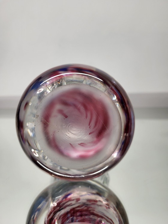 Image 1 of Val Saint Lambert Studio Cristal Vase auf Fuß, Spritzer Design, Signiert No 147, Schraffur, 1980er