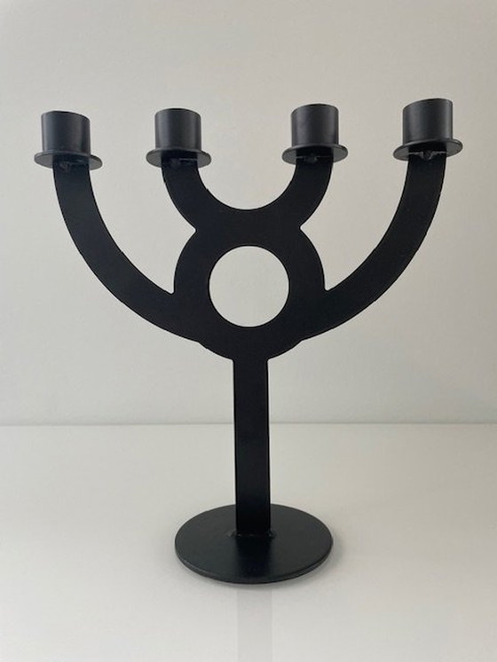 Image 1 of Design-Kerzenhalter Multi-Arm Schwarz Metall (24Cm hoch)