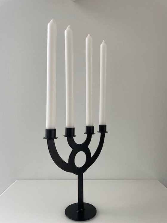 Image 1 of Design-Kerzenhalter Multi-Arm Schwarz Metall (24Cm hoch)