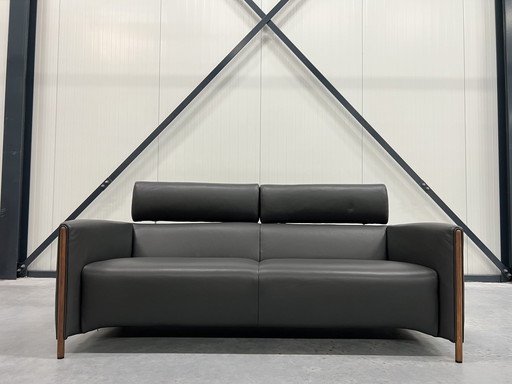 Leolux Goncharov Sofa 3 Sitzer Grau Arkadia Leder