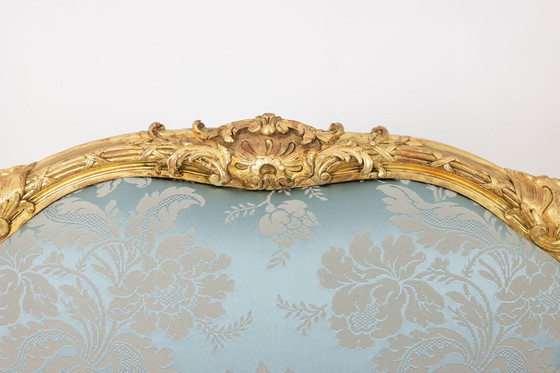 Image 1 of Salon im Stil von Louis XV mit vergoldetem Holzrahmen, Circa 1880