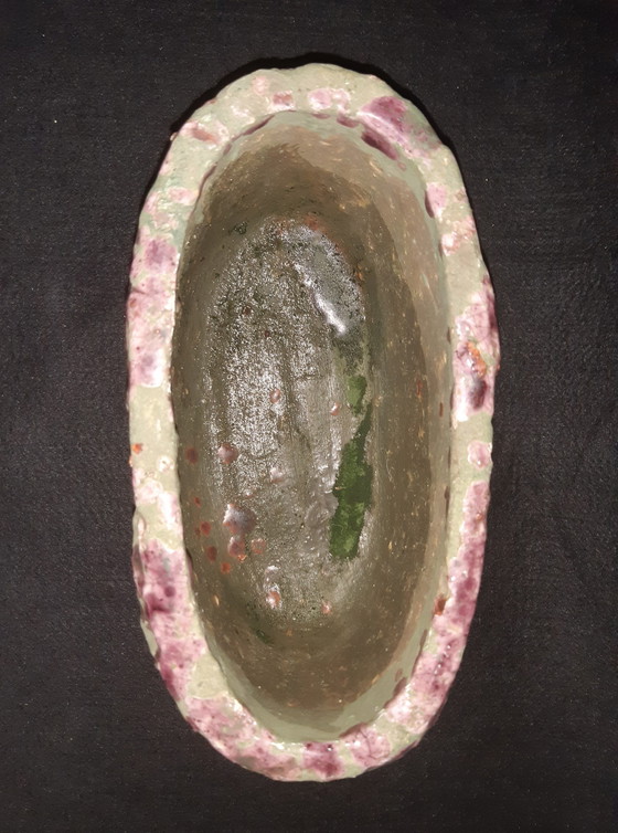 Image 1 of Ptmd Blumentopf, Oval, Keramik, Grün & Aubergine