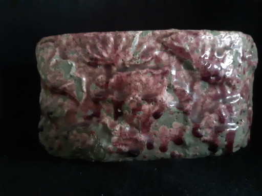 Ptmd Blumentopf, Oval, Keramik, Grün & Aubergine