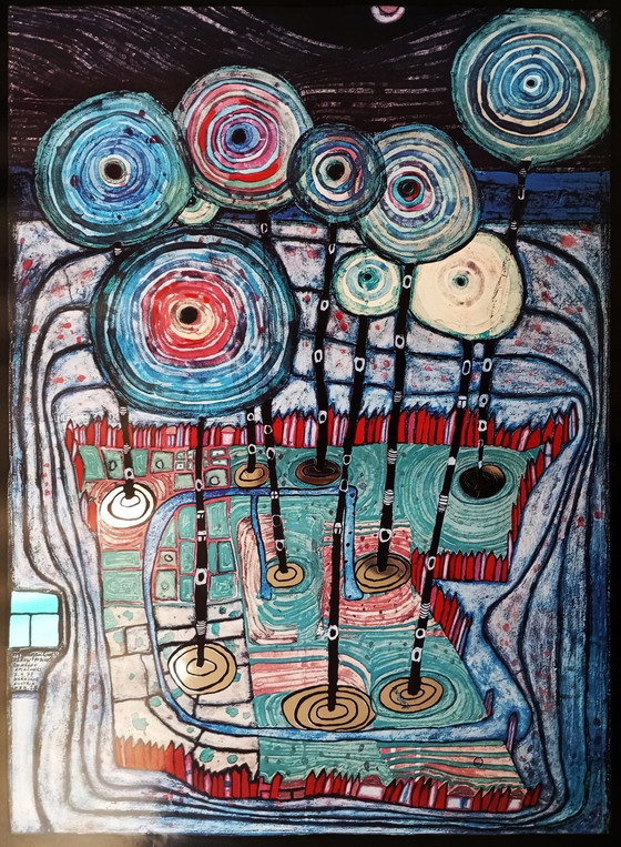 Image 1 of Friedensreich Hundertwasser 'Arche Noah' Originalplakat Grüner Janura 1988