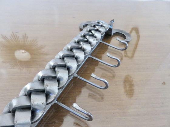 Image 1 of Großer Brutalistischer Geschirrtuchhalter, Schmiedearbeiten aus geflochtenem Stahl, Frankreich, 1970