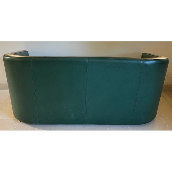 Image 1 of Vintage-Dreisitzer-Sofa aus grünem Leder, 1980
