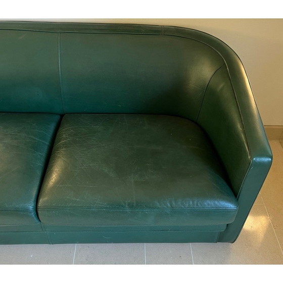 Image 1 of Vintage-Dreisitzer-Sofa aus grünem Leder, 1980