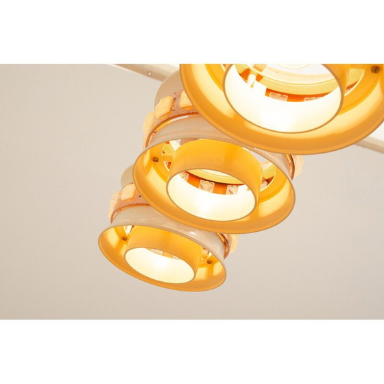 Image 1 of Vintage-Pendelleuchte mit 3 Lampenschirmen aus geschliffenem Glas von Kamenický Šenov, 1970