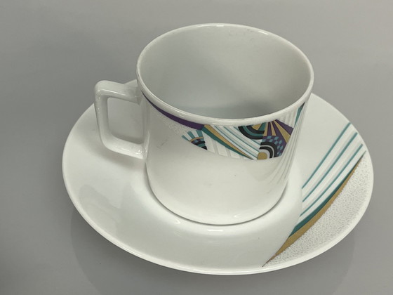 Image 1 of Satz von 12X Tasse und Untertasse Seltmann Weiden, Bayern, W. Deutschland, Memphis Dekor