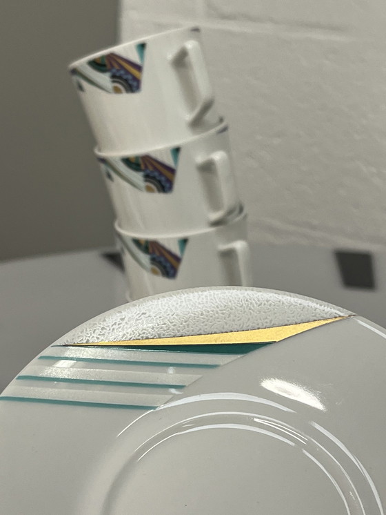 Image 1 of Satz von 12X Tasse und Untertasse Seltmann Weiden, Bayern, W. Deutschland, Memphis Dekor