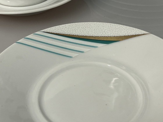 Image 1 of Satz von 12X Tasse und Untertasse Seltmann Weiden, Bayern, W. Deutschland, Memphis Dekor