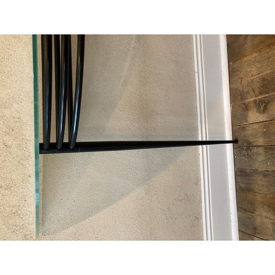 Image 1 of Vintage-Konsole "atlantique" aus schwarz lackiertem Metall und Glas von Pascal Mourgue