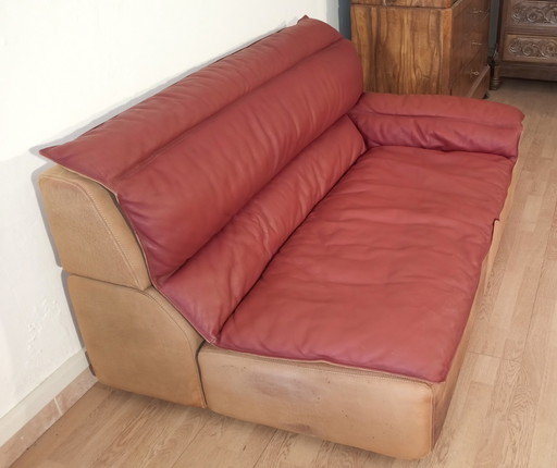 Bogo Sofa aus Leder und Wildleder von Carlo Bartoli für Rossi Di Albizzate, 1970, 2 Exemplare