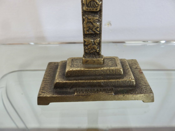 Image 1 of Kerzenhalter "Menorah Chanukka" 9 Kerzen, Aus Messing, 1960