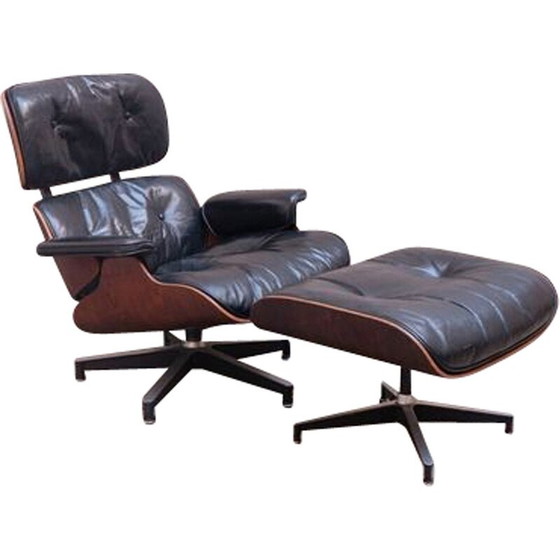 Image 1 of Loungesessel aus Palisanderholz mit Ottomane von Charles und Ray Eames für Herman Miller, 1970