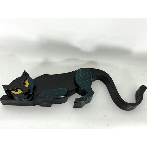 Image 1 of Schwarze Panther-Skulptur aus dickem Holz, Italien 1980