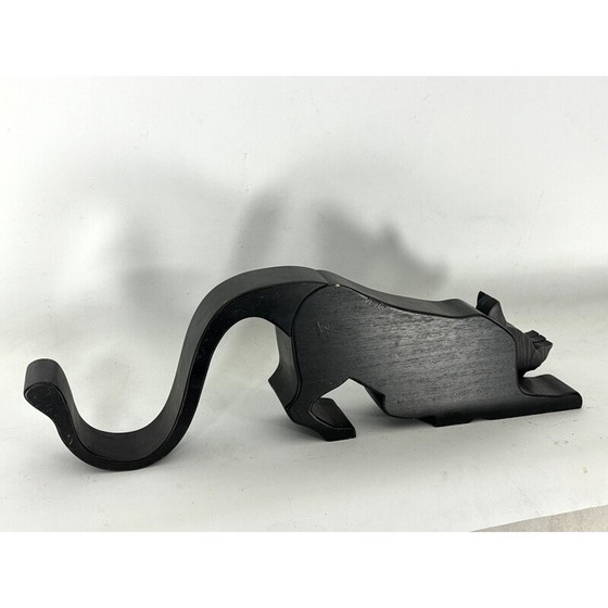 Image 1 of Schwarze Panther-Skulptur aus dickem Holz, Italien 1980